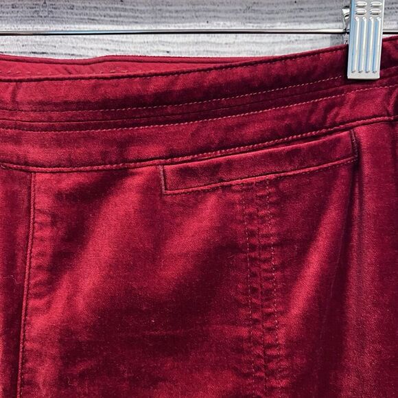 Anthropologie The Essential Slim Red Velvet Pants Size 14 Tall Preppy Holiday - Picture 7 of 12